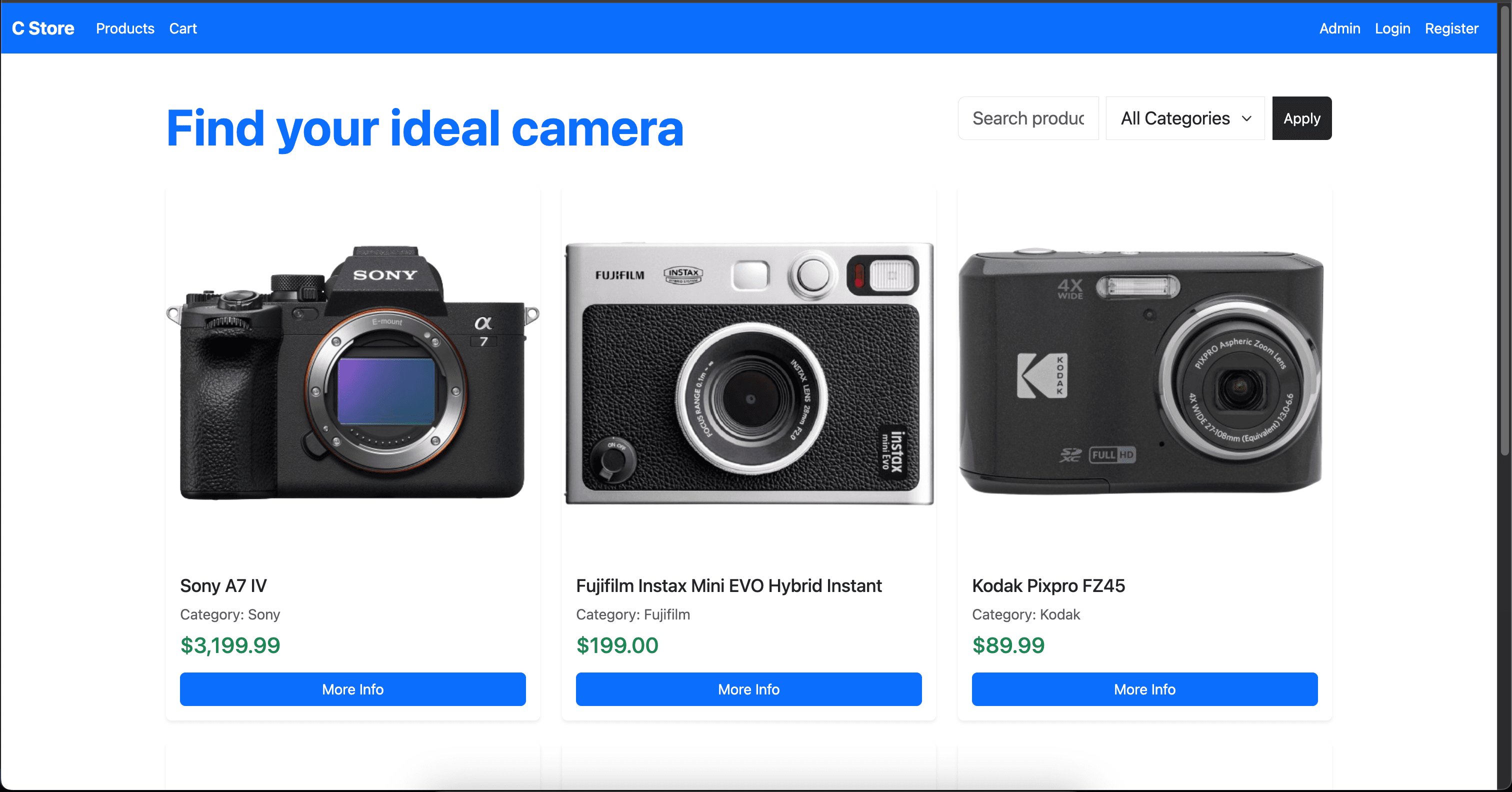 Camera Store Website
