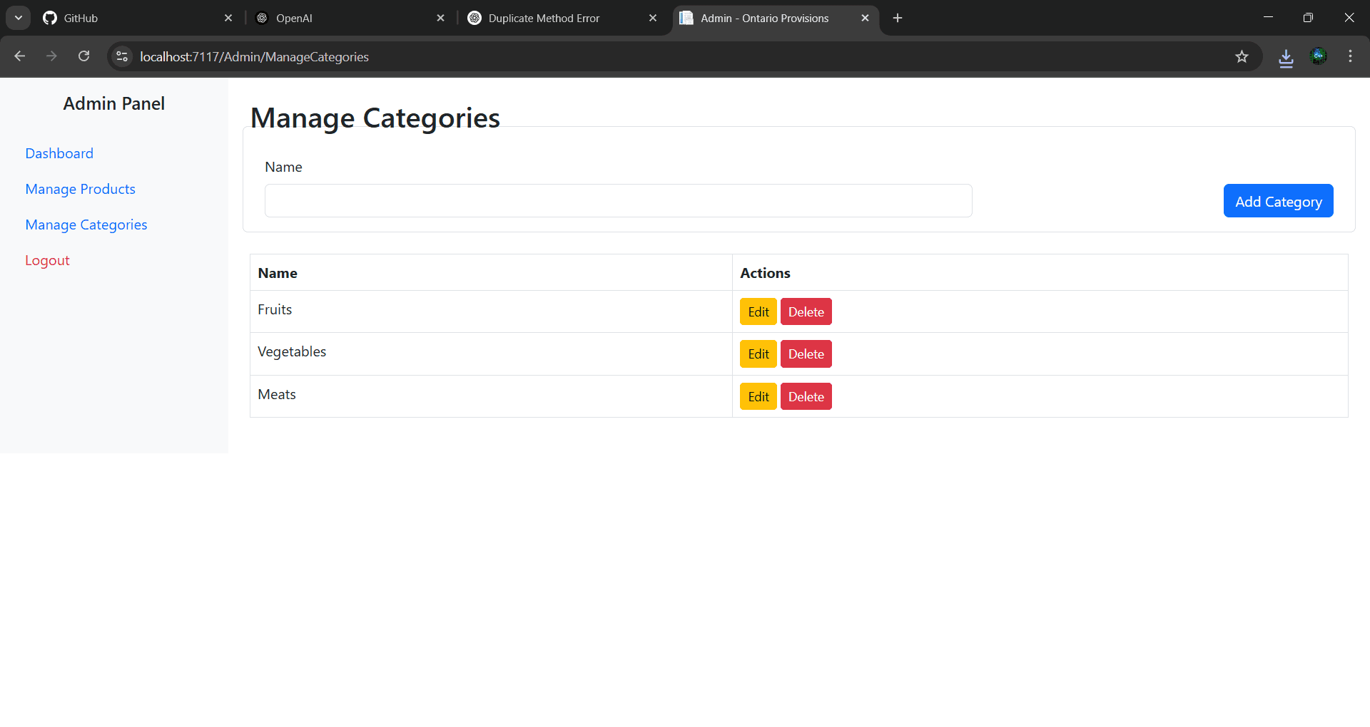 Ontario Provisions Website